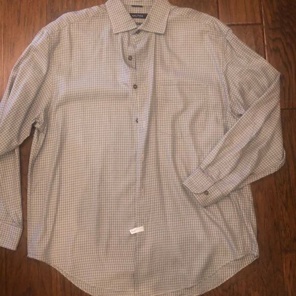 Nautica blue/brown/tan button down  - Picture 1 of 3